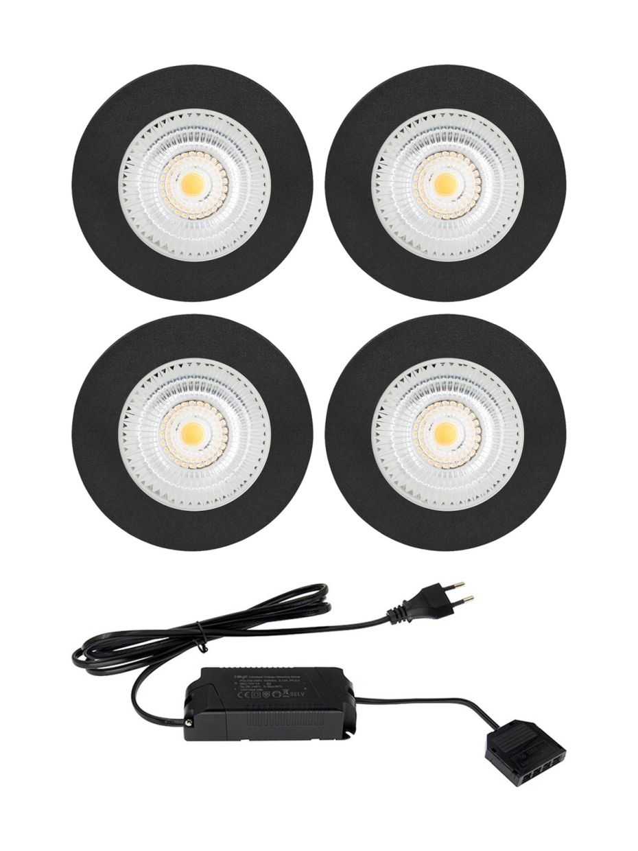 HiluX D1 Gen3 4-pack inkl. LED-driver - Full Spectrum LED-inbyggnadsspot - Ra97 - 2700K - svart