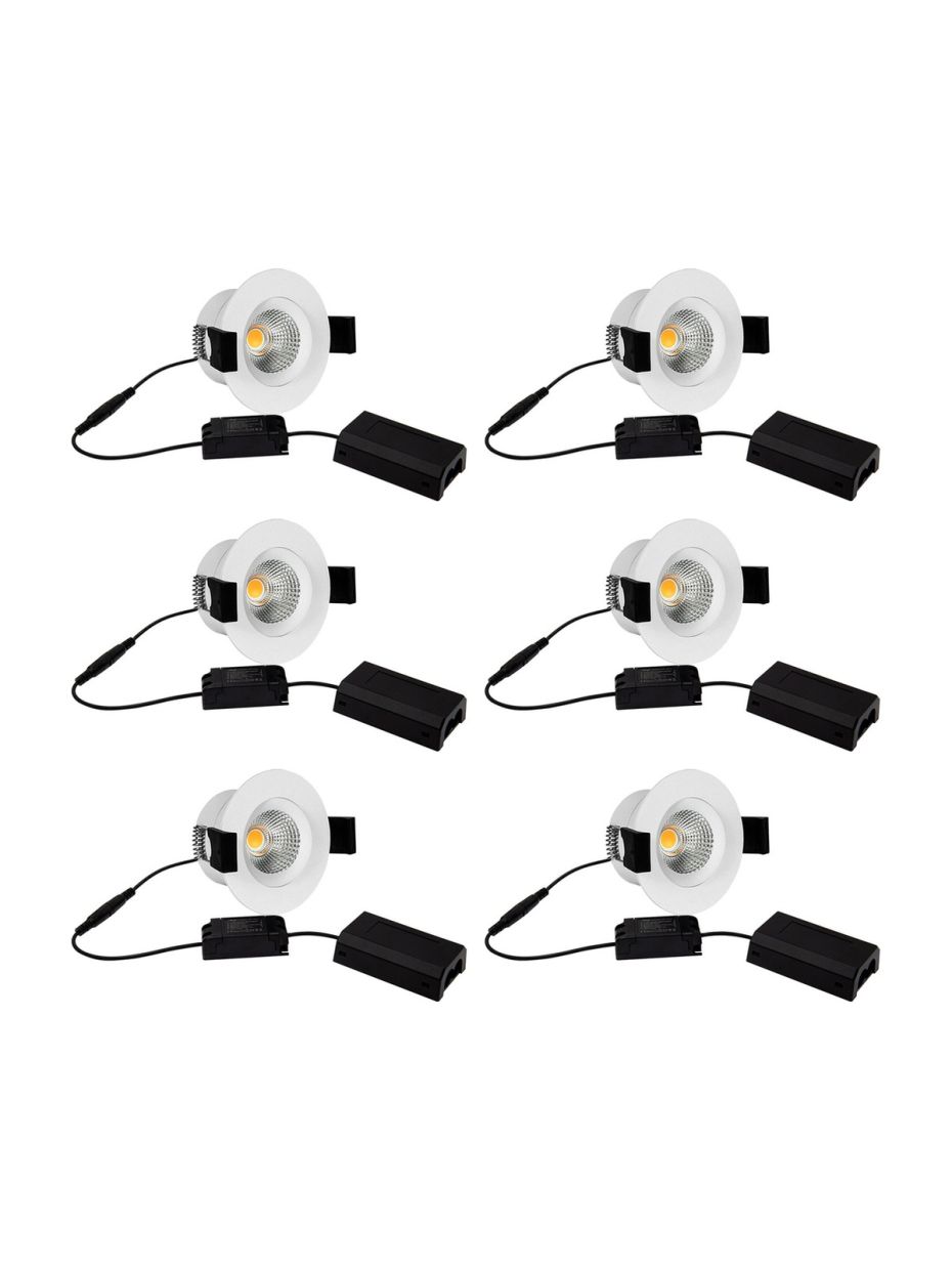 HiluX D8 Tilt360 6-pack - Full Spectrum LED inbyggnadsspot - Ra97 - 3000 K - Vit