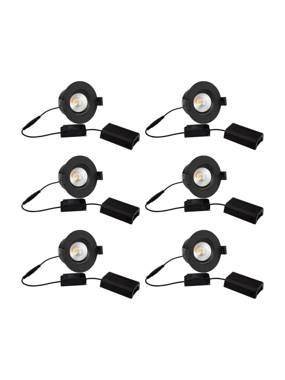 HiluX D8 Tilt360 6-pack - Full Spectrum LED-inbyggnadsspot - Ra97 - 3000K - Svart