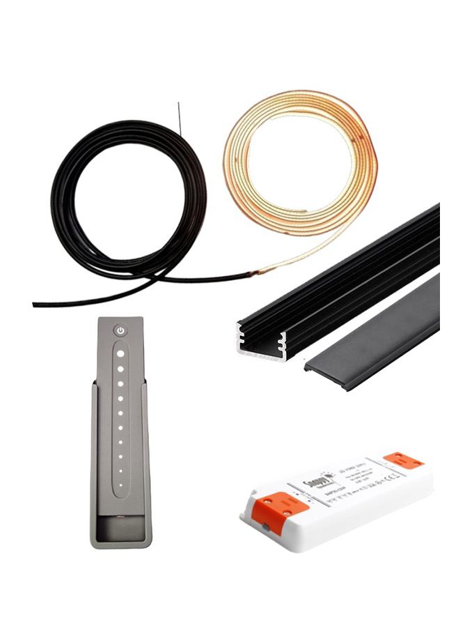LED-set till akustikpaneler - 1 x 240cm - Komplett - Svart - Fjärrkontroll