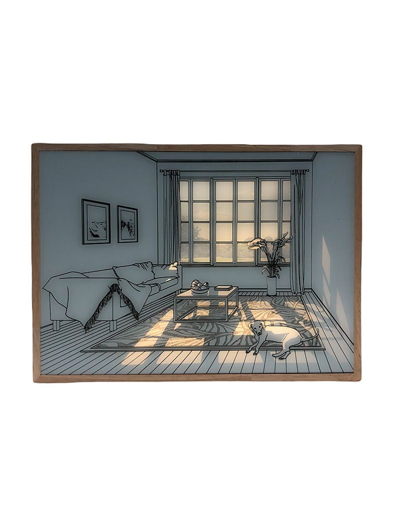 LED-ljuskonstbild - Ljusillusion - Modern - Livfull sommar - Batteri - 32x23cm