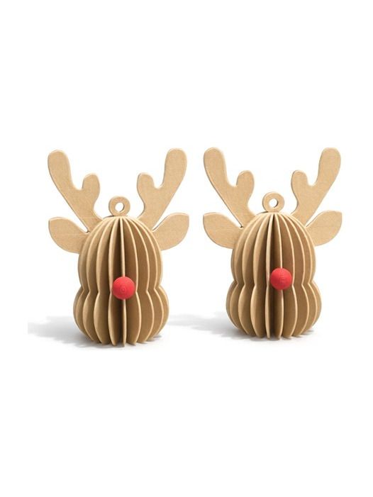 Mumi3D - Mini-julhängen - renar - beige - 6 cm - 2 st.