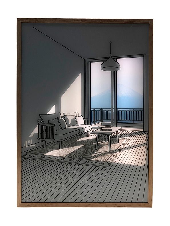LED-ljuskonsttavla - Ljusillusion - Modern - Bergstoppen - Batteri - 32x23 cm