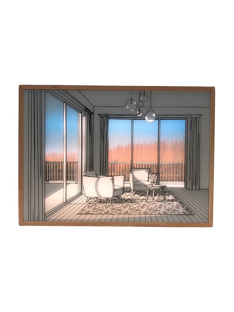 LED-ljuskonsttavla - Ljusillusion - Modernt naturligt ljus i vardagsrummet - Batteri - 23x17 cm