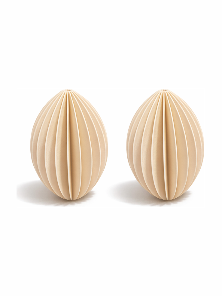 Simiu - Julhänge - 9 cm - Oval - Beige - 2-pack