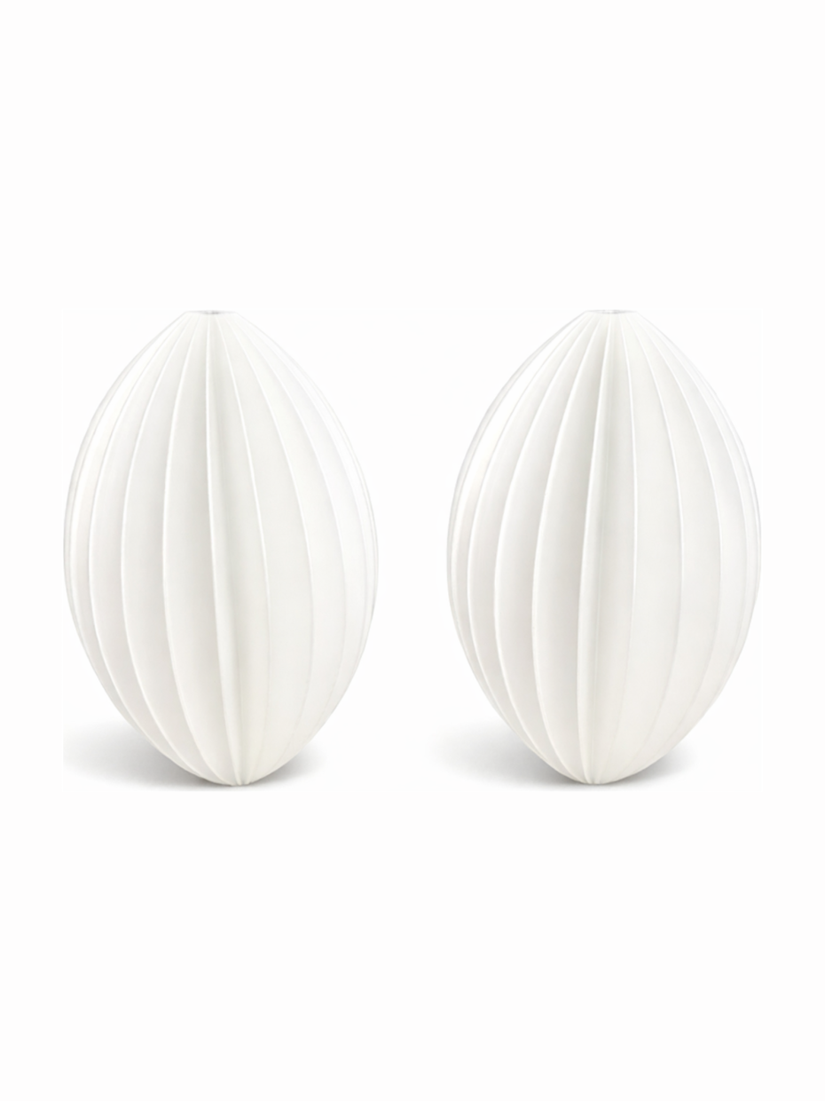 Simiu - Julhänge - 9 cm - Oval - Silkesvit - 2-pack