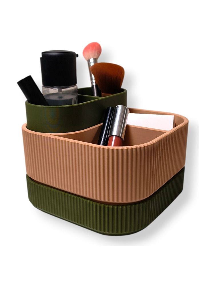 Simiu - STACKSEY CUBE - Makeupställ - Oliv/Beige - 13 x 16cm