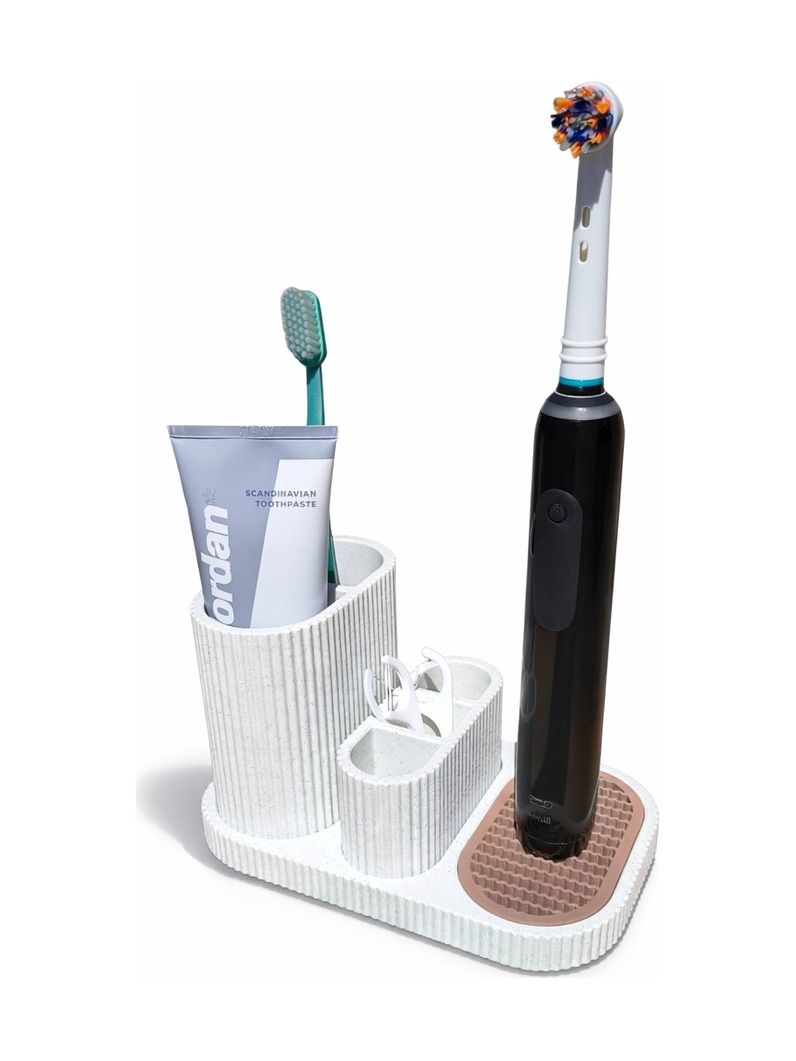 Simiu - DENTIA - Oral-B tandborsthållare - Vitmarmor/lerbrun