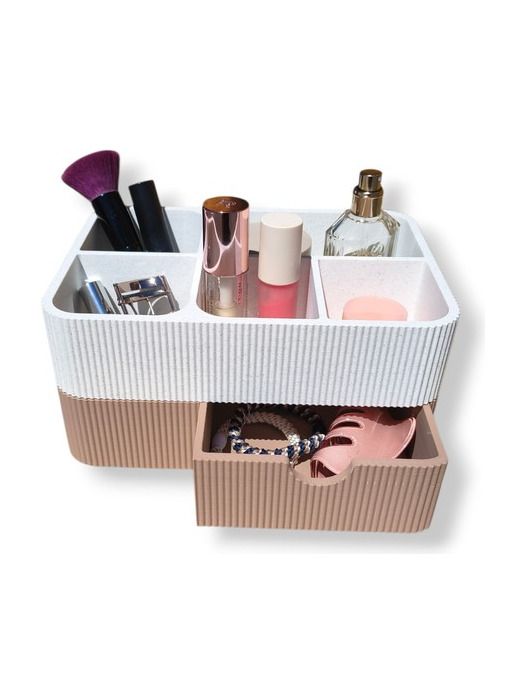 Simiu - Drawia - makeupförvaring - Vitmarmor/lerbrun