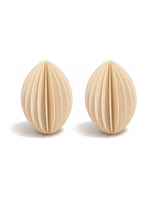 Simiu - Julhänge - 6 cm - Oval - Beige - 2-pack