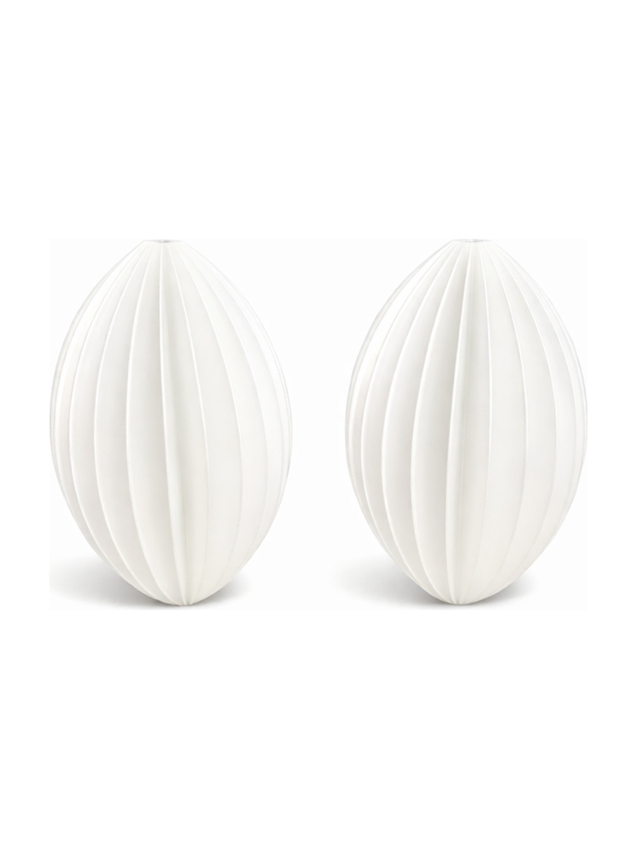 Simiu - Julhänge - 6 cm - Oval - Silkesvit - 2-pack