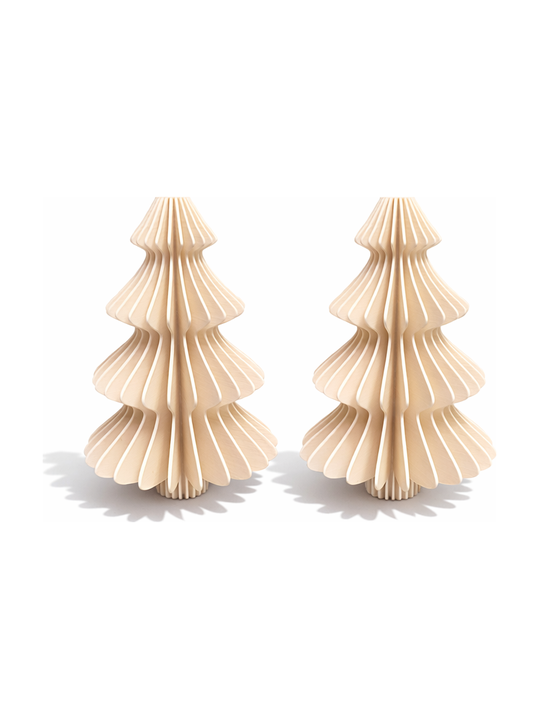Simiu - Julhänge - 6 cm - Granträd - Beige - 2-pack