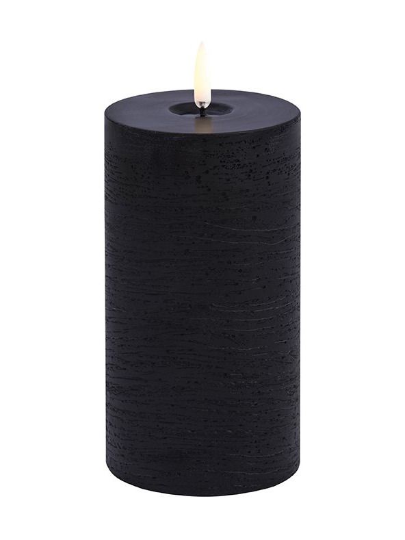Uyuni - LED-blockljus med smält look - Forest Black - Rustic - 7,8x15 cm