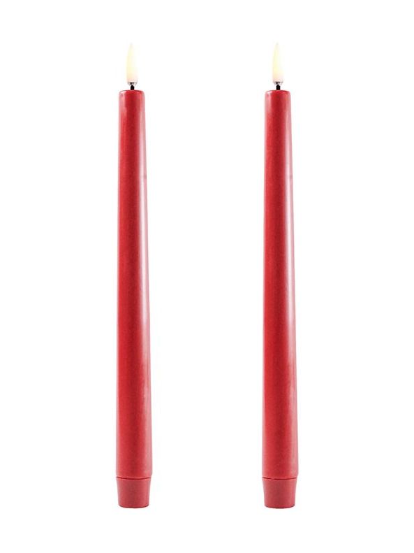 Uyuni - LED-kägelljus - Karminröd - 2-pack - 2,3x25 cm