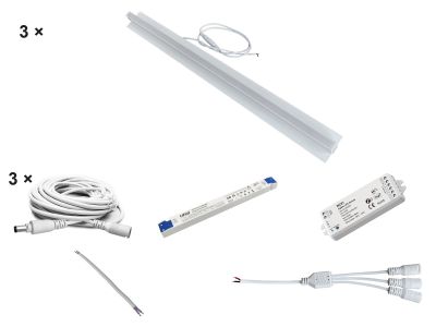 HiluX - Troldtekt LED-set - 3 x PureLED 60 cm - 3000K - Inkl. 75W driver och Zigbee-dimmer