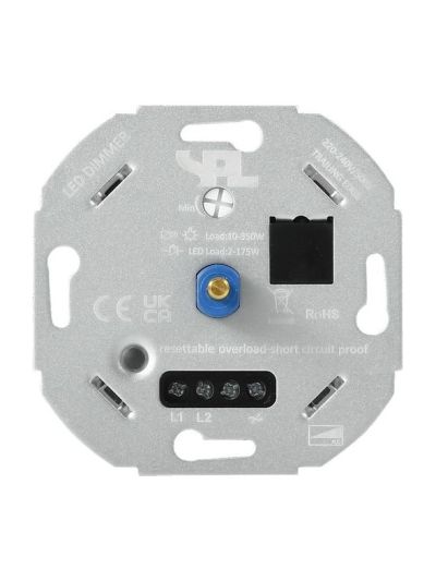 SPL - Väggdimmer - Universal - LED 2-175W / Halogen 10-350W - Vrid/tryck - Aluminium