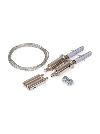 Wire-upphängning till LED-profil - Krom - 1,5 m - 10 kg per set - Till beslag