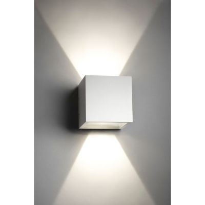 V-Tac 6W LED vit vägglampa - Kantig, justerbar spridning, IP65 utomhus, 230V, inkl. ljuskälla - 3000K