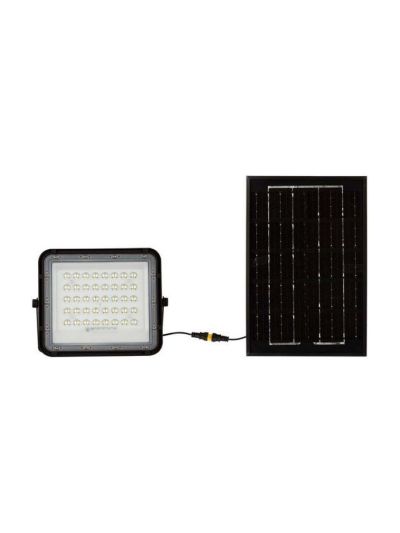 V-Tac solcellsstrålkastare LED 400lm - Svart, inkl. 6W solcell, fjärrkontroll, inbyggt batteri, IP65 - RA80