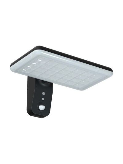 V-Tac 15W Solcellsvägglampa LED - Svart, sensor, IP65, 2000lm (3 års tillverkargaranti)