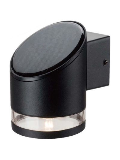 V-Tac 1W Solcellsvägglampa LED - Svart, rund, IP54, 70lm, 3 års tillverkargaranti