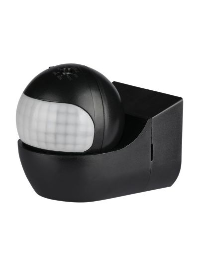 PIR-väggsensor med rörligt huvud svart, IP44 (max: 400W LED)