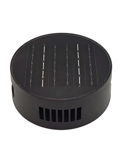 Svart rund solcellssensor-vägglampa med vridbar funktion och skymningssensor - effekt 3W, IP54-certifierad