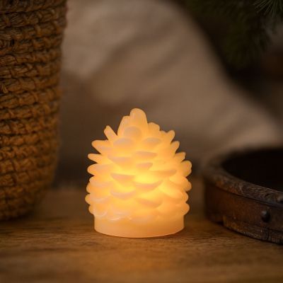 LED-kotteljus med blinkande flammeffekt i vitt - H8 cm, Ø6 cm, äkta stearin