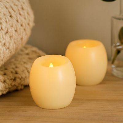 2-pack LED-kulljus med flammeffekt - Ø5 cm, 6 cm hög, av äkta stearin