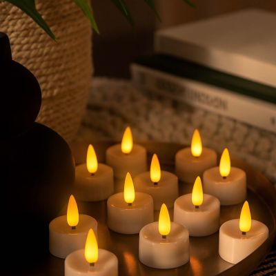 12-pack LED-stearinljus med vacker flammeffekt, batterier ingår - klar att använda