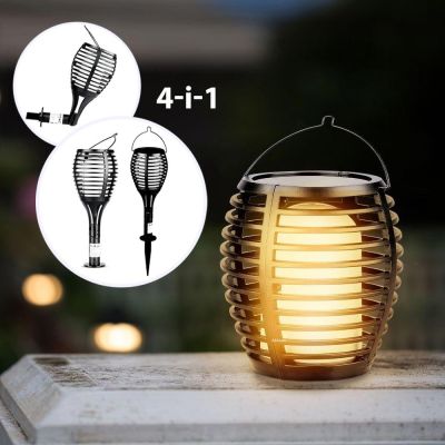 V-Tac - Solcell trädgårdslampa - 0,45W - Svart - Flammeffekt - 4-i-1 - H:65cm - 15lm - IP44