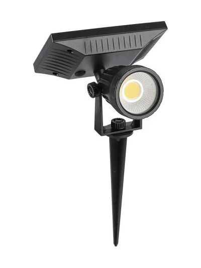 V-Tac - Solcell trädgårdslampa - Svart - Med spett - COB - 40lm - RA80 - IP65 - 4000K
