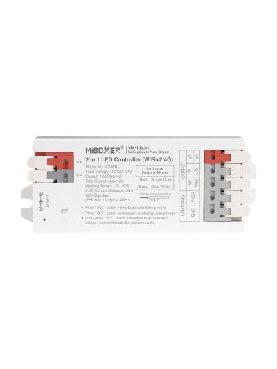 Miboxer - WiFi-styrenhet - 2-i-1 - CCT - DC12/24V - WiFi - 2,4GHz RF - 12A