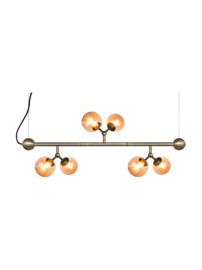 Halo Design - Atom Mini Horisontal Pendel - Antik Mässing/Amber - L: 80 cm