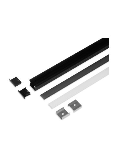 Aluminiumprofil - Model L (infälld) - 20 mm LED-list - Svart