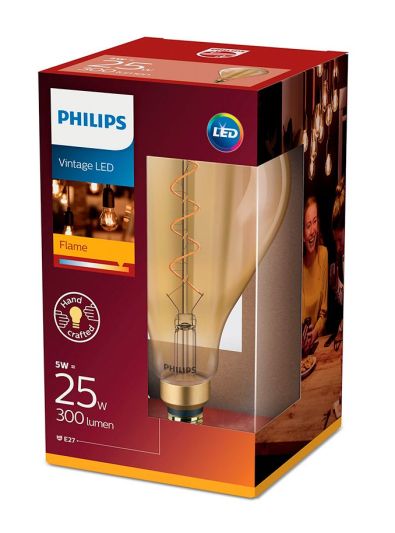 E27 - Philips Vintage LED Giant Droppe-lampa 5 W - 300 lm