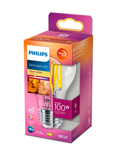 E27 - Philips LED-lampa - Klar - 10,5W - 1521lm