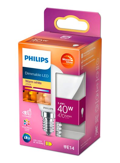 E14 - Philips Warm Glow LED-kronljuslampa - matt - 3,4 W - 470 lm - CRI:90+