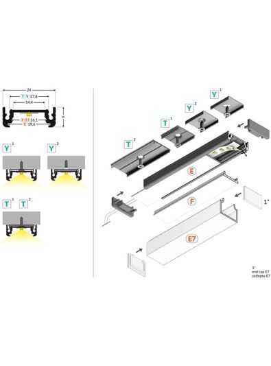 LED-profil SURFACE14 - 3m - Anodiserad