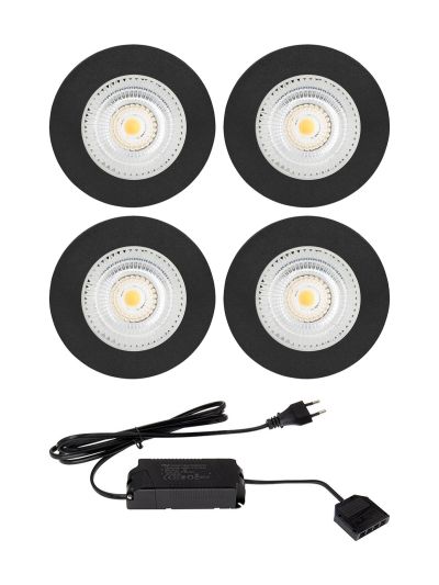 HiluX D1 Gen3 4-pack inkl. LED-driver - Full Spectrum LED-inbyggnadsspot - Ra97 - 3000K - Svart