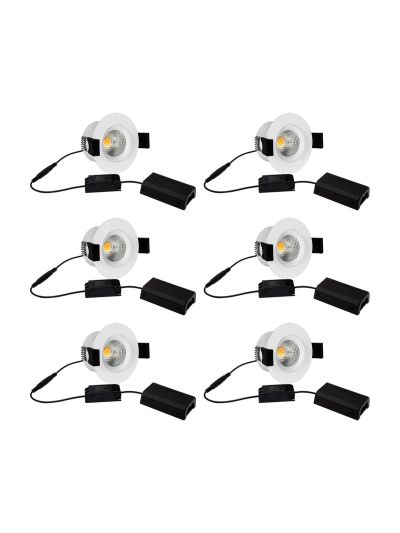 HiluX D8 Tilt360 6-pack - Full Spectrum LED inbyggnadsspot - Ra97 - 3000 K - Vit