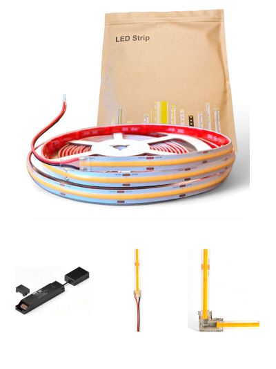 HiluX Shelly COB LED-band 3000K - 5m - Komplett set