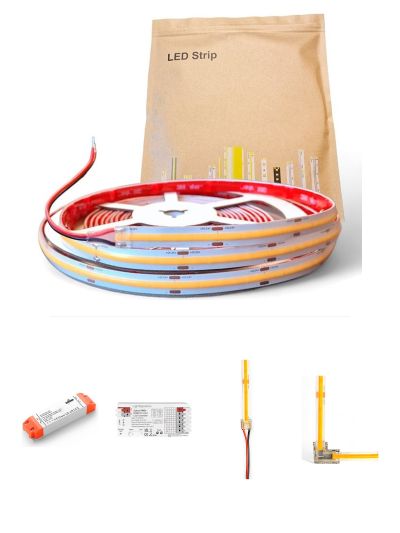 HiluX ZigBee Dim-To-Warm COB LED-list 1800-3000 K - 5 m - Komplett set