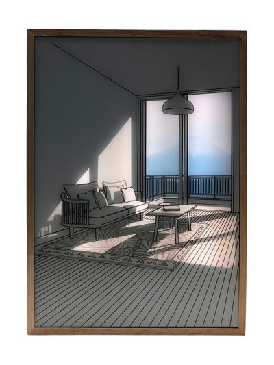 LED-ljuskonsttavla - Ljusillusion - Modern - Bergstoppen - Batteri - 32x23 cm