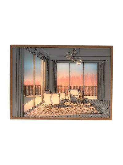 LED-ljuskonstbild - Ljusillusion - Modernt naturligt ljus i vardagsrummet - Batteri - 32x23cm