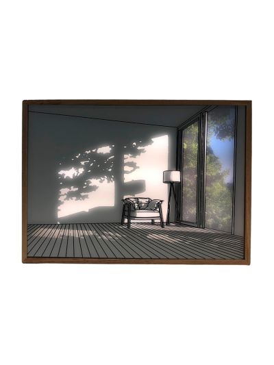 LED-ljuskonstbild - Ljusillusion - Modernt motiv mysigt hörn - Batteri - 32x23cm