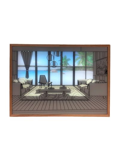 LED-ljuskonsttavla - Ljusillusion - Modern - Det blå havet - Batteri - 23x17 cm