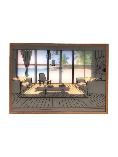 LED-ljuskonsttavla - Ljusillusion - Modern - Det blå havet - Batteri - 32x23 cm