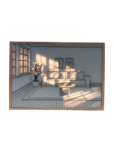 LED-ljuskonsttavla - Ljusillusion - Modern - Naturliga skuggor - Batteri - 32x23 cm