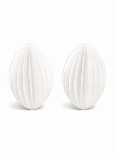 Simiu - Julhänge - 9 cm - Oval - Silkesvit - 2-pack